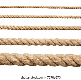 collection of various ropes on white background. each one is shot separately - Shutterstock ID 72786373
