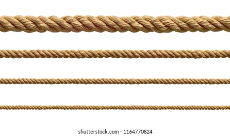 collection of  various ropes string on white background. each one is shot separately - Shutterstock ID 1164770824