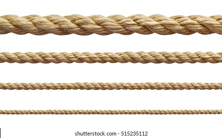 collection of  various ropes string on white background. each one is shot separately - Shutterstock ID 515235112