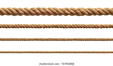 collection of  various ropes string on white background. each one is shot separately - Shutterstock ID 757945858