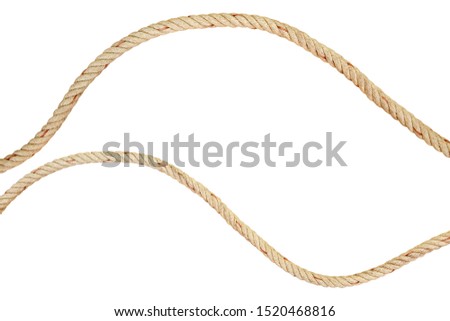 Collection of various ropes string on white background, clipping path