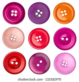 Collection Of Various Sewing Button On White Background. Each On Is Shot Separately