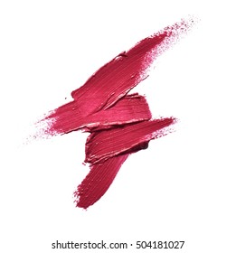 Collection of various smears lipstick texture paint on white background. Beauty and make up concept