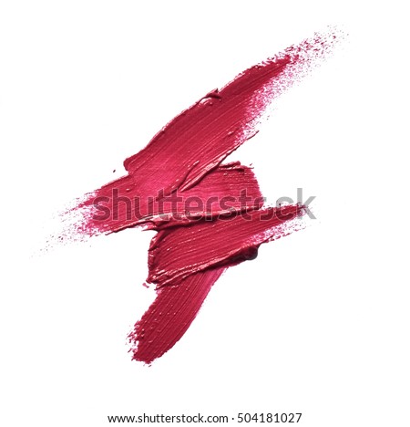 Collection of various smears lipstick texture paint on white background. Beauty and make up concept