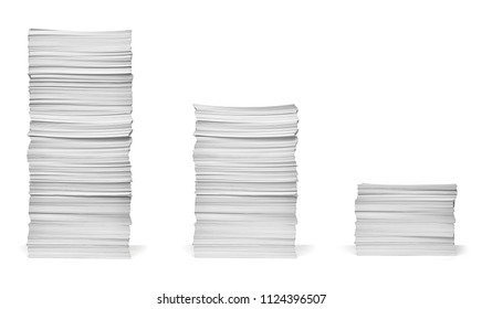 collection of various  stack of papers on white background. each one is shot separately - Shutterstock ID 1124396507