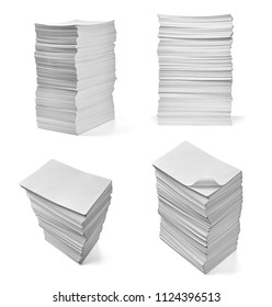 Collection Various Stack Papers On White Stock Photo 1124396513 ...