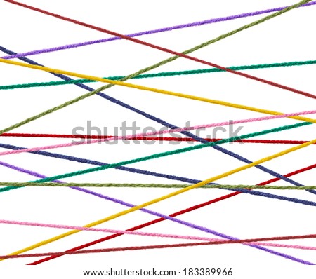 collection of  various strings on white background. each one is shot separately