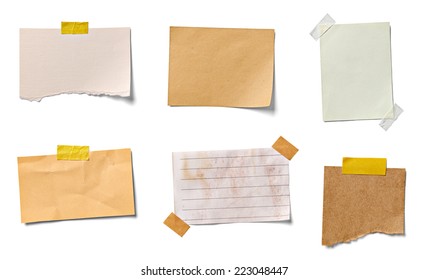 collection of  various vintage note papers on white background. each one is shot separately - Shutterstock ID 223048447