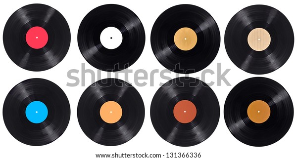 Collection Various Vynil On White Background Stock Photo 131366336 ...