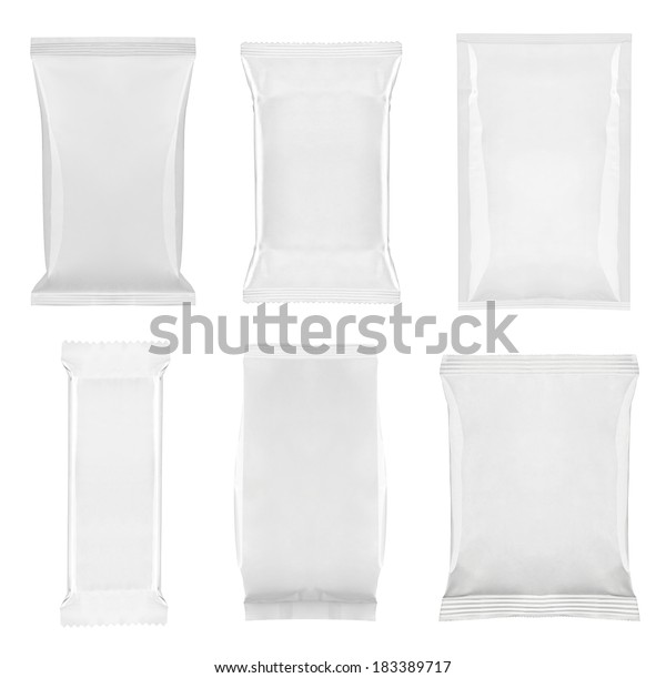 Collection Various White Bag Package Template Stock Photo 183389717 