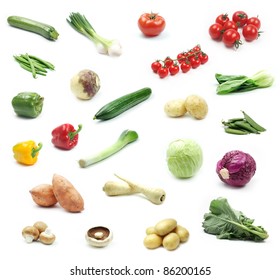 Collection Of Vegetables On White Background