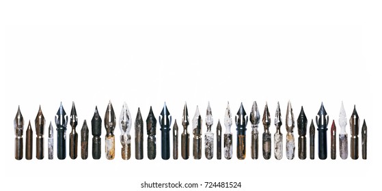 Collection of vintage nibs isolated on white background  - Powered by Shutterstock