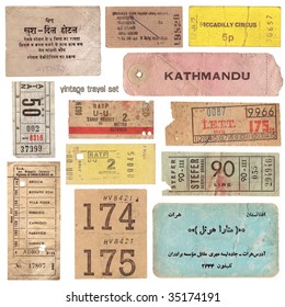 collection of vintage tickets from around the world and other travel documents