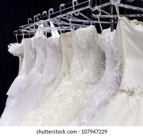 Collection Of Wedding Dresses In The Shop