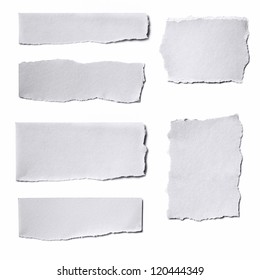 Collection of white paper tears, isolated on white with soft shadows. - Shutterstock ID 120444349