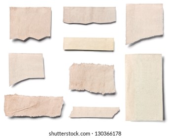 collection of  white ripped pieces of news paper on on white background. each one is shot separately - Shutterstock ID 130366178