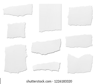 collection of  white ripped pieces of paper on white background. each one is shot separately - Shutterstock ID 1226183320