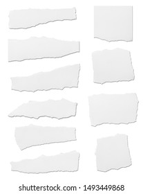 collection of  white ripped pieces of paper on white background. each one is shot separately - Shutterstock ID 1493449868