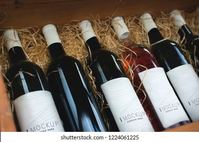 Collection of wine bottle mockups