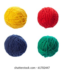 collection of wool knitting on white background. each one is in full camera resolution