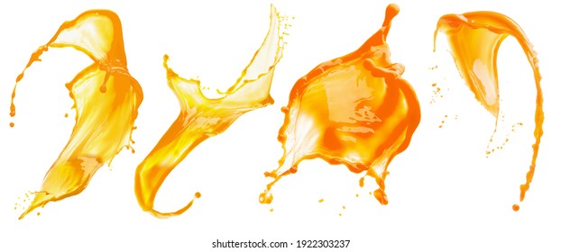 collection of yellow paint splash isolated on a white background - Shutterstock ID 1922303237