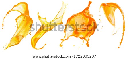 collection of yellow paint splash isolated on a white background