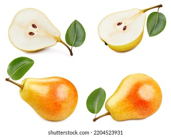 Collection Yellow Pears. Pears isolated on white background. Pears fruit clipping path. Pears macro studio photo - Shutterstock ID 2204523931