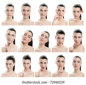 Collection Young Woman Facial Expressions Full Stock Photo 72960229 ...