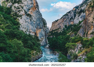 The Collegats Gorge A Natural Pass Between Pallars Jussà And Pallars Sobirà 5 Km Long Crack Opened Between High Rock Walls Where The River Noguera Pallaresa Flows Heading South