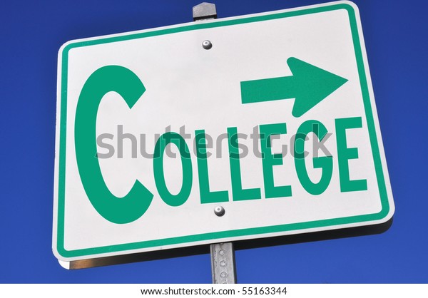 College Ahead Sign Arrow Stock Photo (edit Now) 55163344