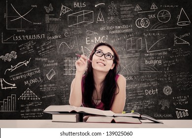 College female student is learning in the classroom