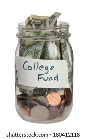 College Fund Jar On White Background