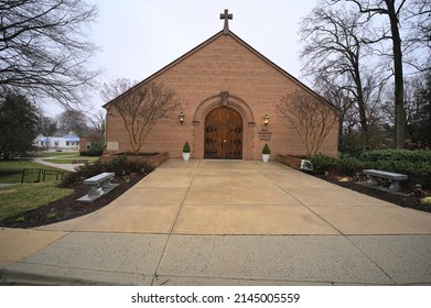 College Park, Maryland - USA - February 15, 2022: Old Historic Old Church In Prince George County. 