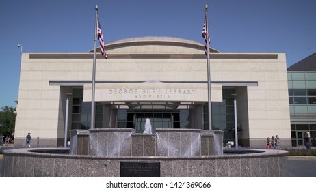 College Station, Texas - June 10 2019: George H. W. Bush Presidential Library Establishing Exterior