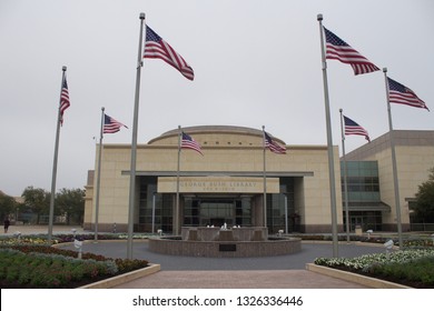 College Station, Texas/U.S.A.-February 28th 2019:Front View Of George Bush Library And Museum