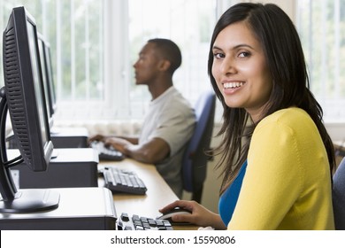 College Students In A Computer Lab