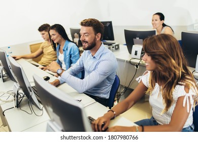 College Students Computer Lab Using Computers Stock Photo (Edit Now ...