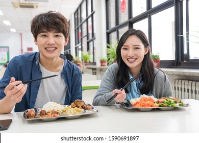 College Students Eat In The Dining Room