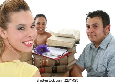 College students in study session.