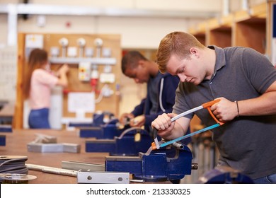 College Students Training To Become Electricians