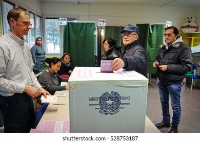 Collegno, Italy - December 4, 2016: Voting For Italian Constitutional Referendum, December 4, 2016