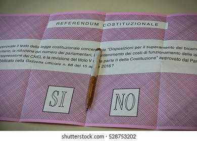 Collegno, Italy - December 4, 2016: Voting For Italian Constitutional Referendum, December 4, 2016