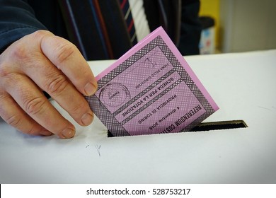 Collegno, Italy - December 4, 2016: Voting For Italian Constitutional Referendum, December 4, 2016