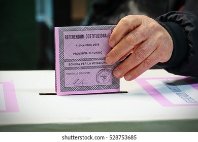 Collegno, Italy - December 4, 2016: Voting For Italian Constitutional Referendum, December 4, 2016