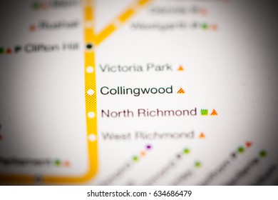 Collingwood Station. Melbourne Metro Map.