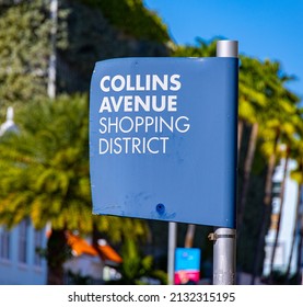 Collins Avenue Shopping District In Miami Beach - MIAMI, USA - FEBRUARY 14, 2022