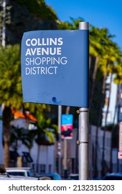 Collins Avenue Shopping District In Miami Beach - MIAMI, USA - FEBRUARY 14, 2022