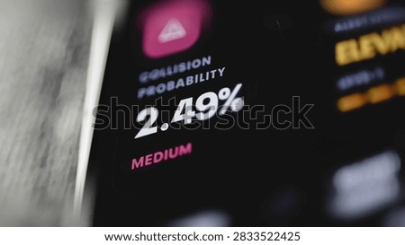 Collision probability display showing 2.49 percent