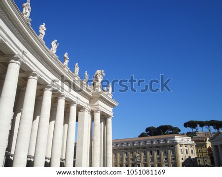 Collumns  (colonnade) at Piazza San Pietro, Vatican City, Rome, the smallest country in the world.