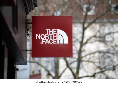 Colmar - France - 2 February 2021 - Closeup Of The North Face Logo On Store Front In The Street 